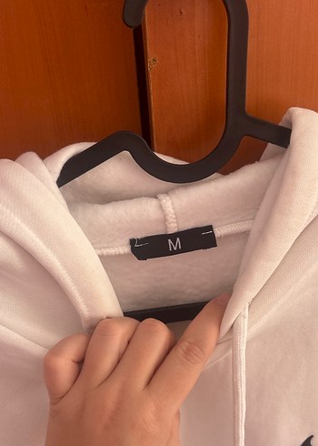 Beyaz Kapüşonlu Oversize Sweatshirt - Görsel 3