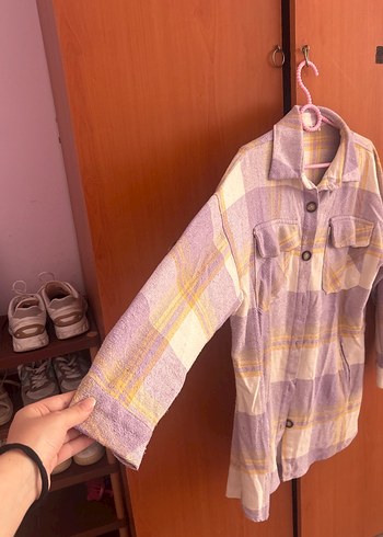 Pamuklu Mor Düğmeli  oduncu Gömlek - Görsel 2