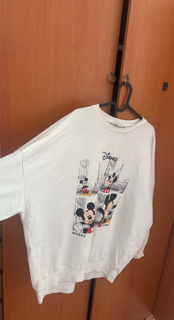Beyaz Mickey Mouse Baskılı Sweatshirt - Görsel 2