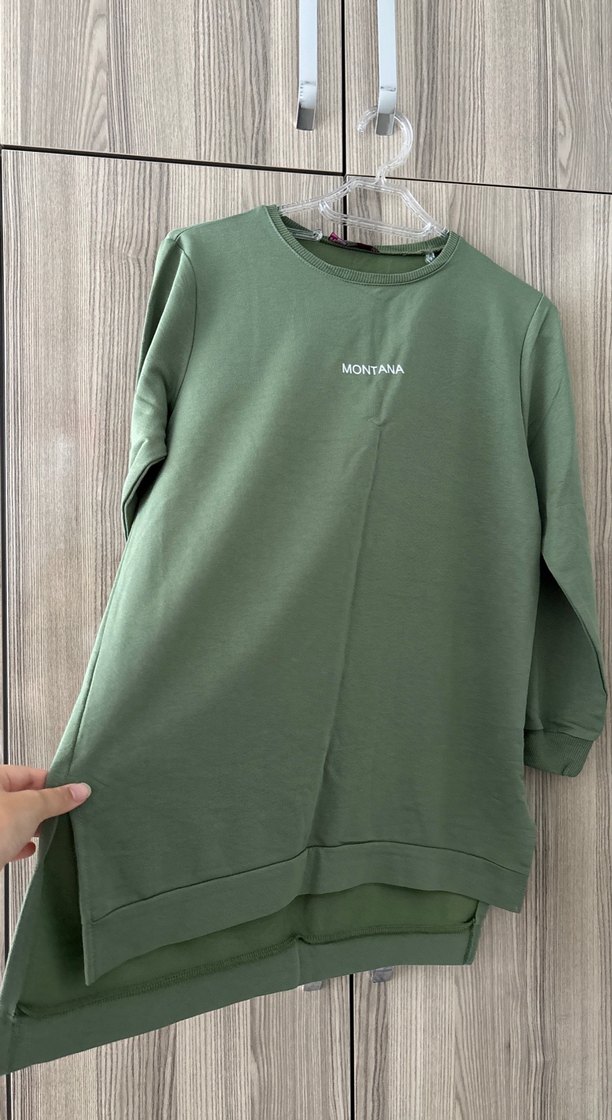 Yeşil Uzun Kollu Salaş Sweatshirt - Görsel 2