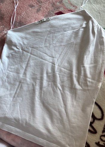 Beyaz Drapeli Straplez Üstü - Görsel 2