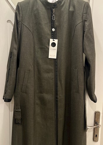 Kadın Gri Uzun Kemerli Kaban - Görsel 2