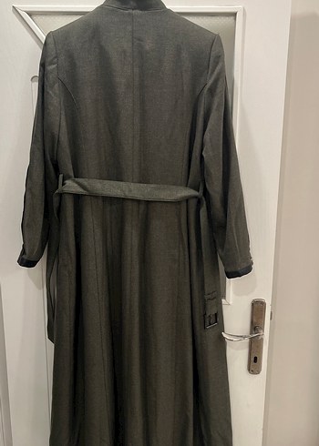 Kadın Gri Uzun Kemerli Kaban - Görsel 6