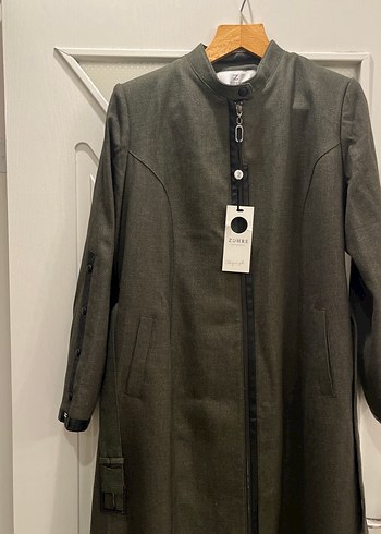 Kadın Gri Uzun Kemerli Kaban - Görsel 3