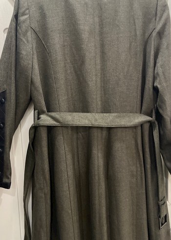 Kadın Gri Uzun Kemerli Kaban - Görsel 7