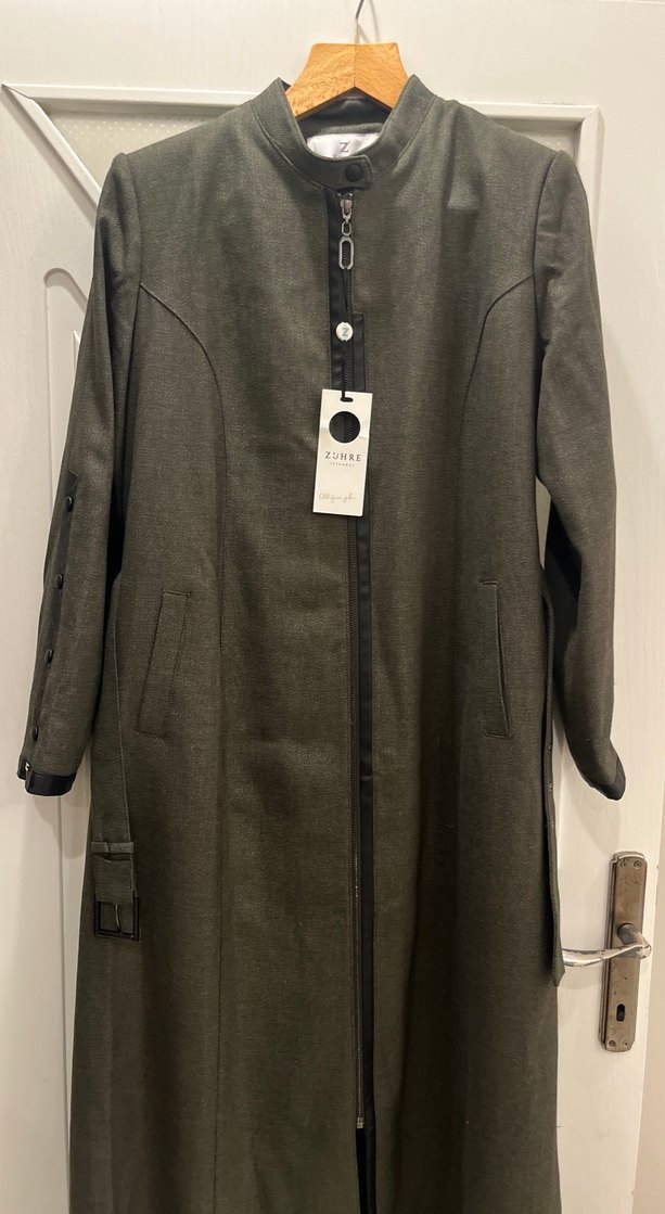 Kadın Gri Uzun Kemerli Kaban - Görsel 2