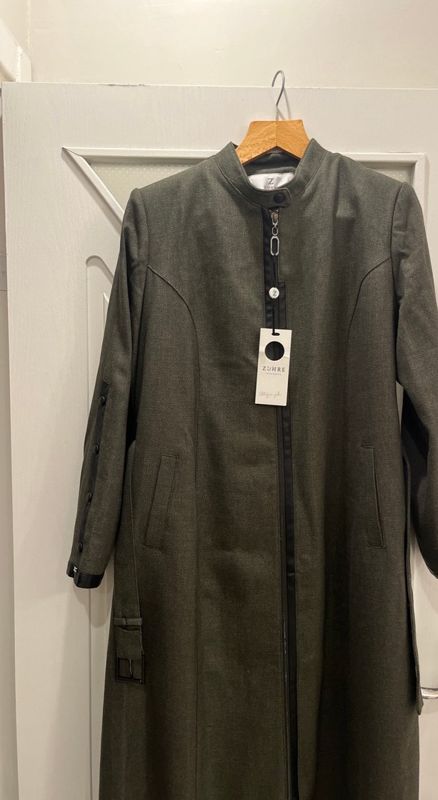 Kadın Gri Uzun Kemerli Kaban - Görsel 3