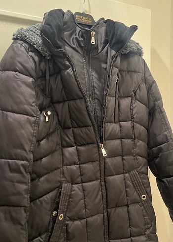 Siyah Kadın Kürklü Kışlık Mont - Görsel 3