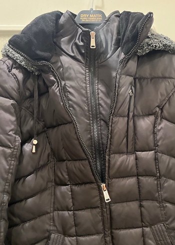 Siyah Kadın Kürklü Kışlık Mont - Görsel 2