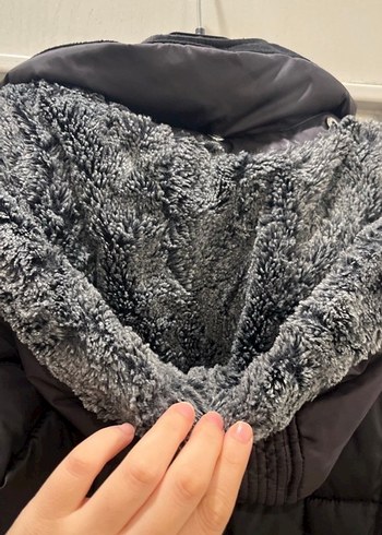 Siyah Kadın Kürklü Kışlık Mont - Görsel 5