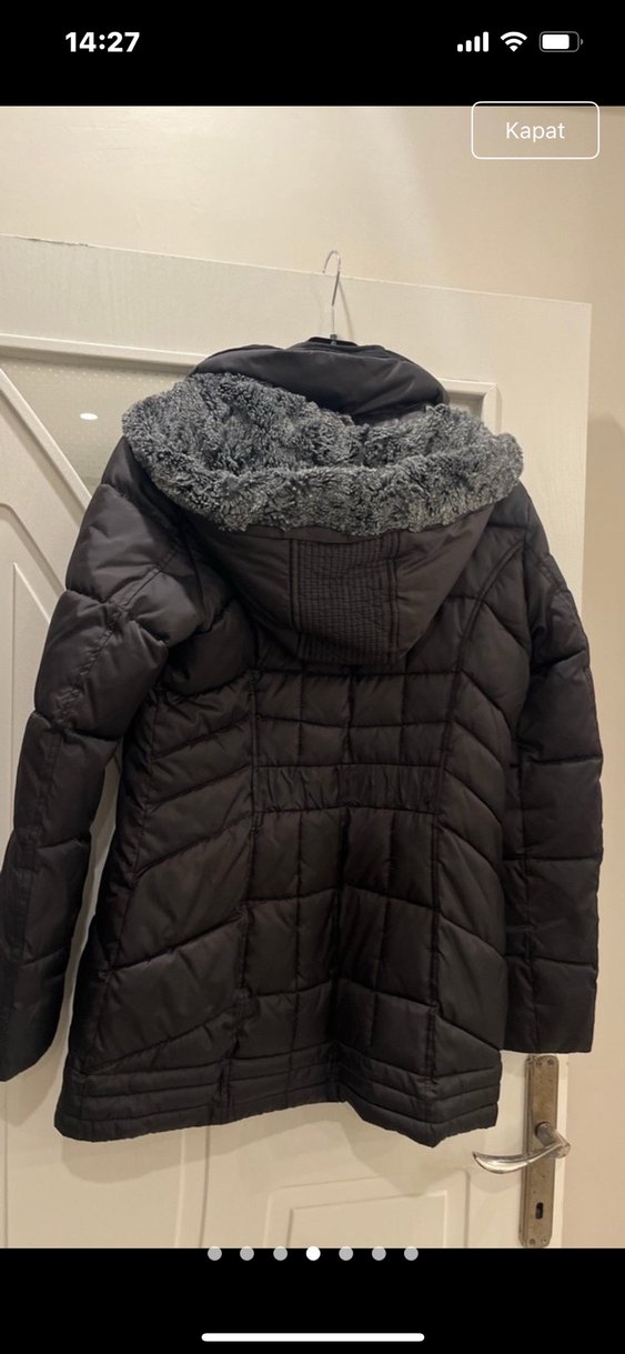 Siyah Kadın Kürklü Kışlık Mont - Görsel 4