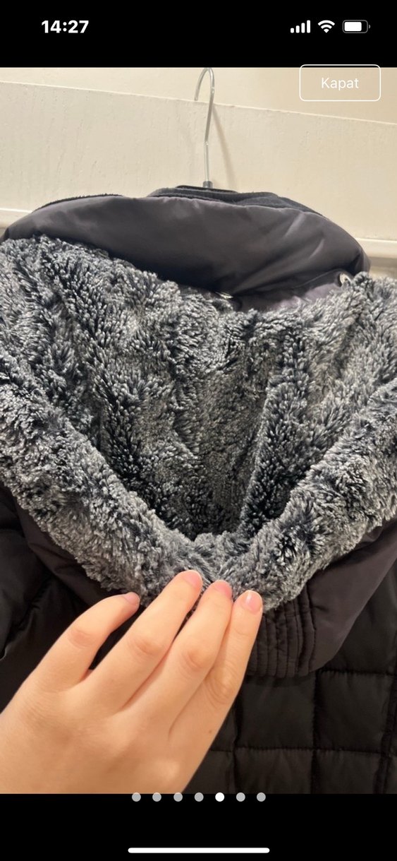 Siyah Kadın Kürklü Kışlık Mont - Görsel 5