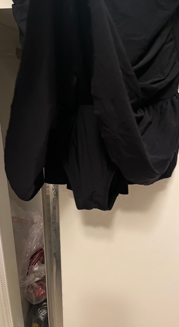 Drapeli Siyah Midi Kadın Mayo - Görsel 5