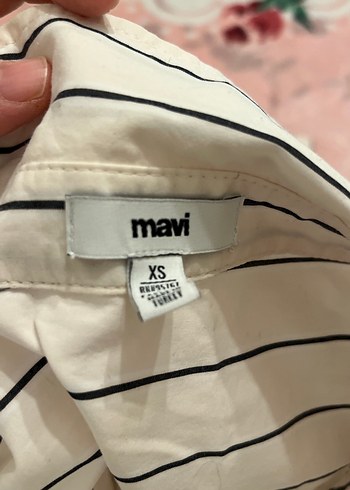 Kadın Beyaz Çizgili Pamuklu Gömlek - Görsel 5