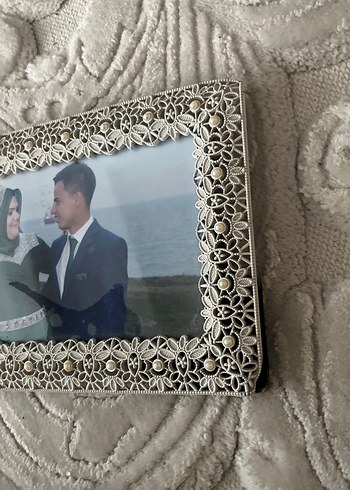 Gri Detaylı Çiçek Desenli Fotoğraf Çerçevesi - Görsel 2