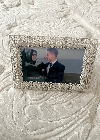 Gri Detaylı Çiçek Desenli Fotoğraf Çerçevesi - Görsel 4