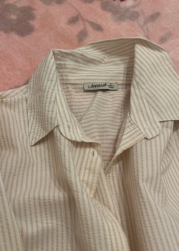 Bej Düğmeli Kadın Keten Gömlek - Görsel 4