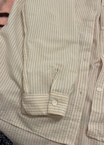 Bej Düğmeli Kadın Keten Gömlek - Görsel 3