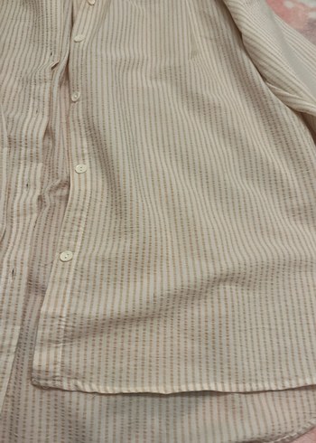 Bej Düğmeli Kadın Keten Gömlek - Görsel 2