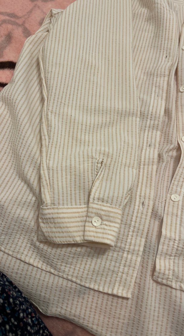 Bej Düğmeli Kadın Keten Gömlek - Görsel 3