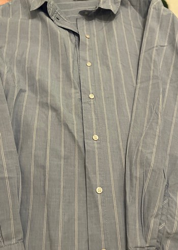 Düğmeli mavi Uzun Kollu Kadın Gömlek - Görsel 3