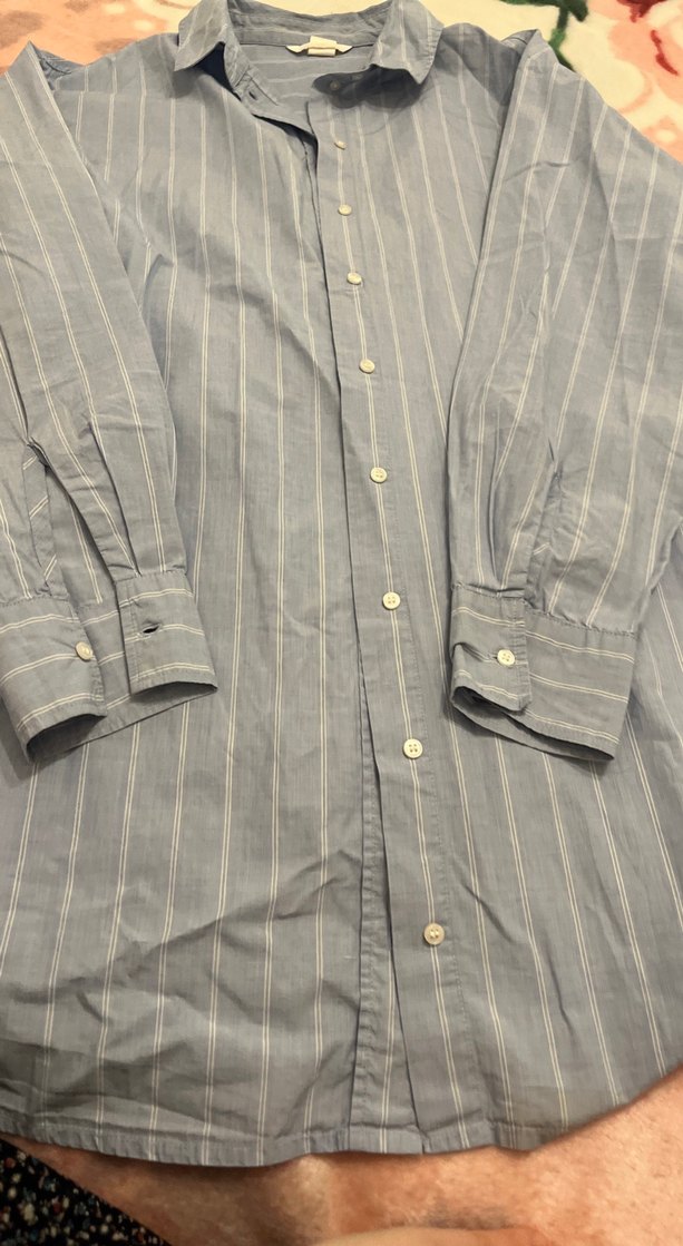 Düğmeli mavi Uzun Kollu Kadın Gömlek - Görsel 2