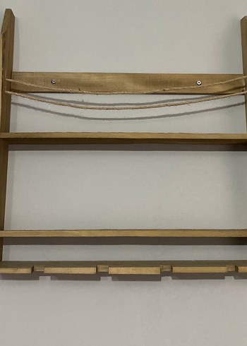 Dekoratif Ahşap Duvar Rafı / Şarap Rafı - Görsel 6