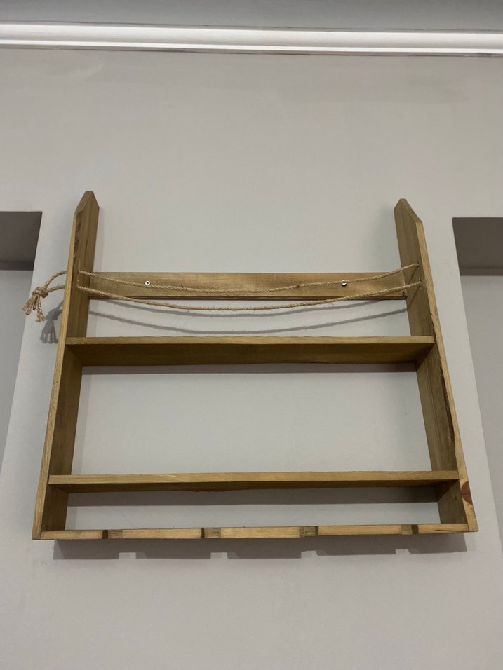 Dekoratif Ahşap Duvar Rafı / Şarap Rafı - Görsel 5