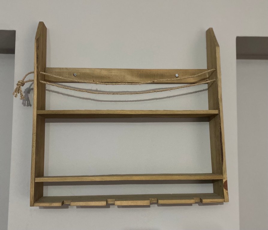 Dekoratif Ahşap Duvar Rafı / Şarap Rafı - Görsel 2