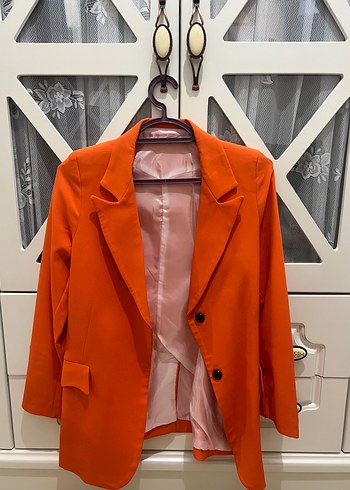 Zara Turuncu Tek Dugmeli Blazer Ceket
