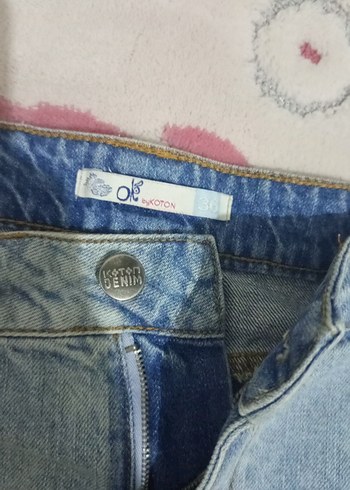 Dantel Detaylı Mavi Mini Kot Etek - Görsel 4