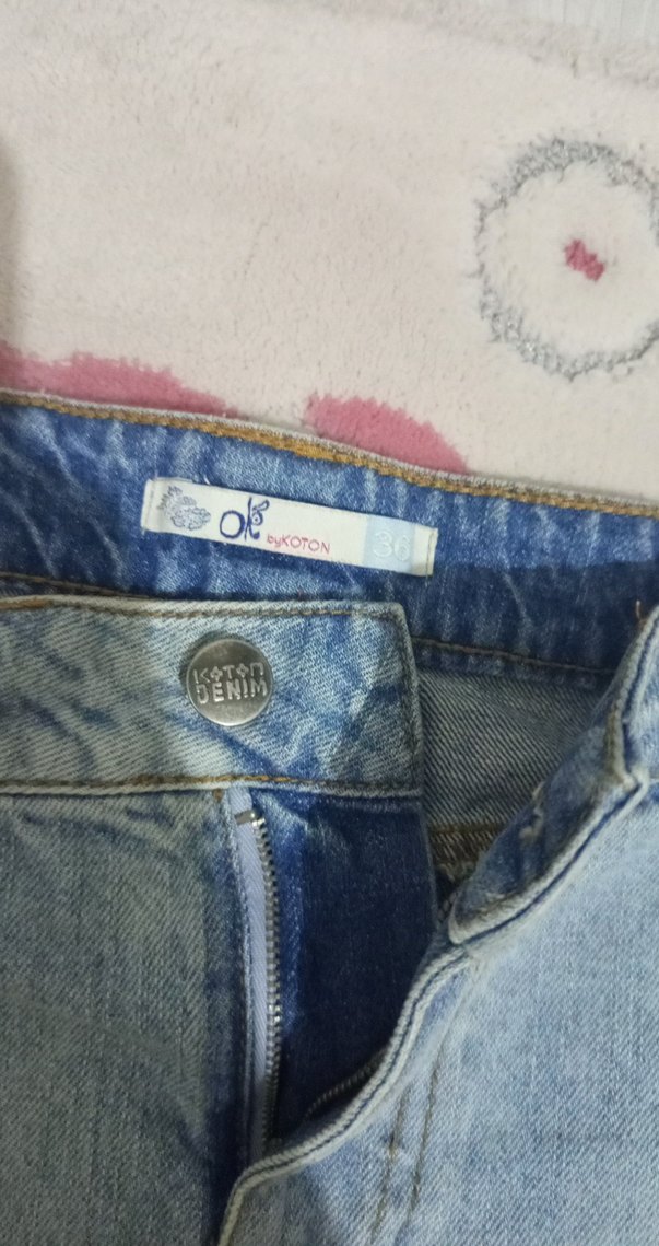 Dantel Detaylı Mavi Mini Kot Etek - Görsel 4