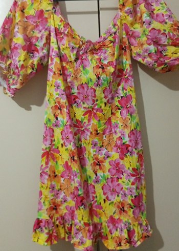 Renkli Çiçek Desenli Midi Bohem Elbise - Görsel 2