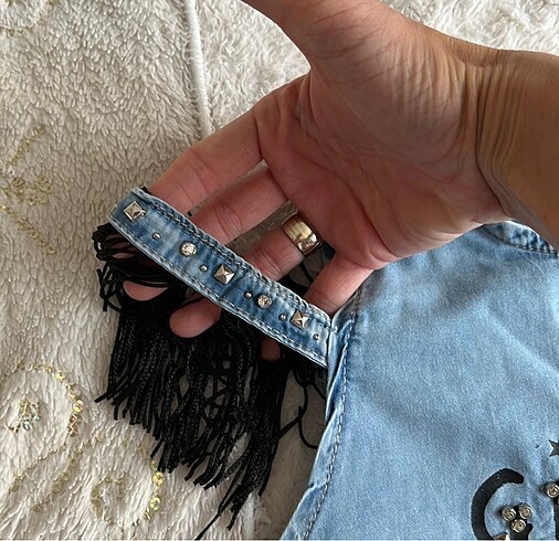 15-16 Yaş Beden Kız çocuk denim elbise