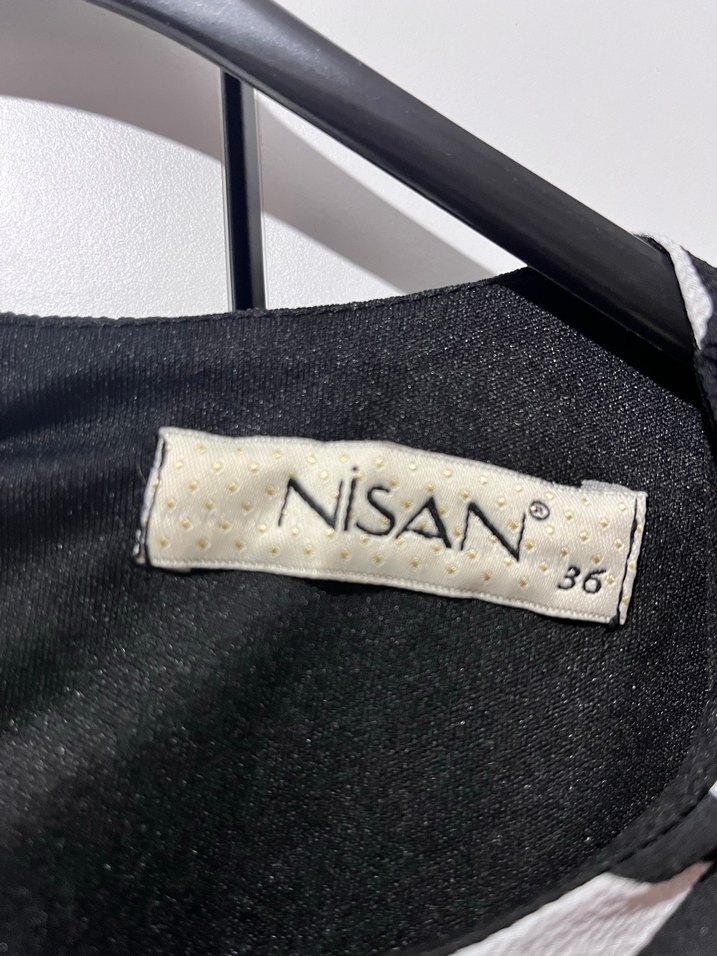 Siyah Beyaz Desenli Mini Elbise - Görsel 2