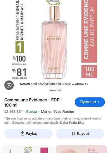 Comme une Evidence Kadın Parfümü 100 ml