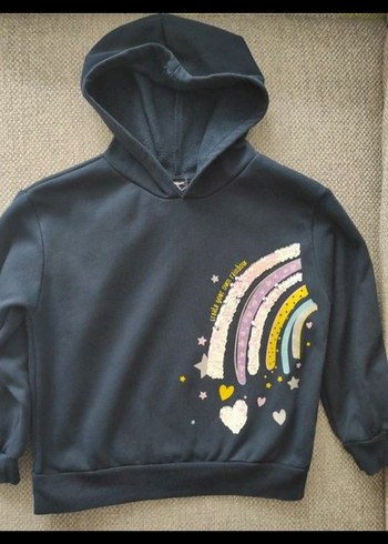 Kız Çocuk Payetli Kapüşonlu Sweatshirt