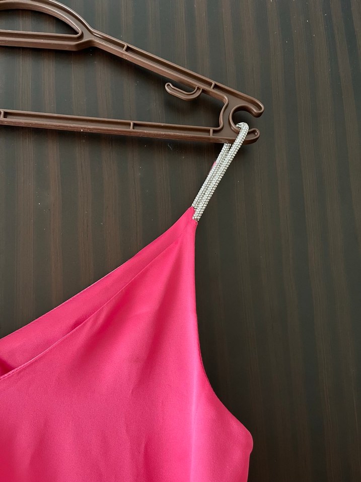 Pembe Salaş Uzun Elbise - Görsel 5