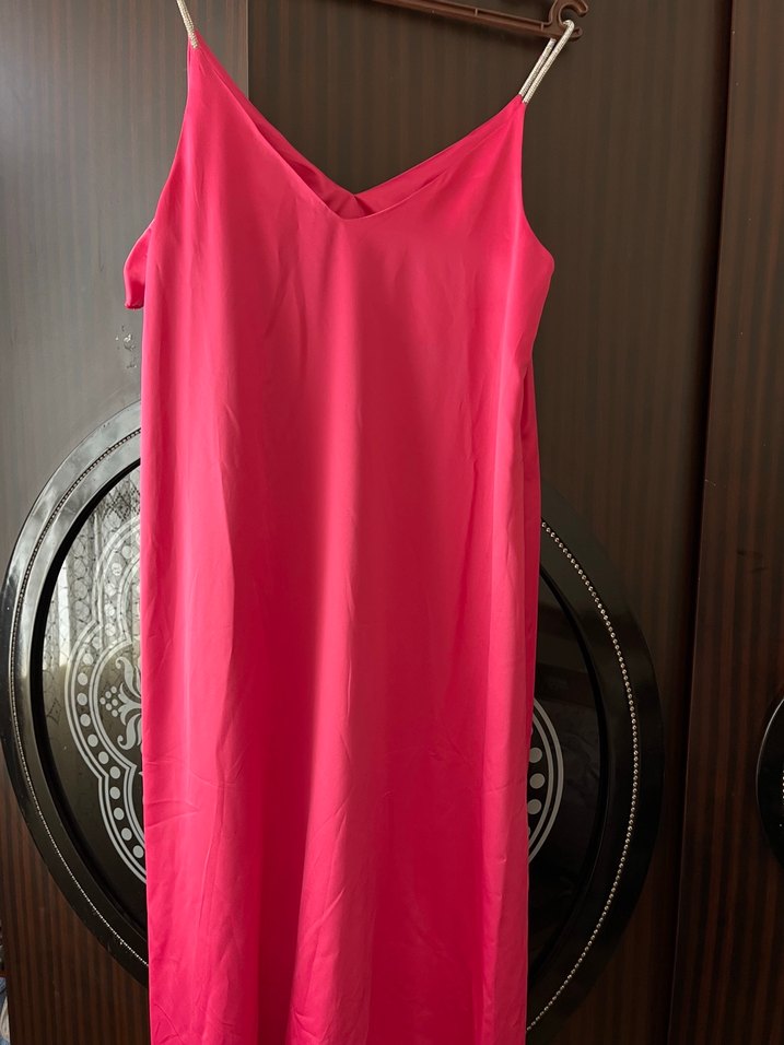 Pembe Salaş Uzun Elbise - Görsel 3