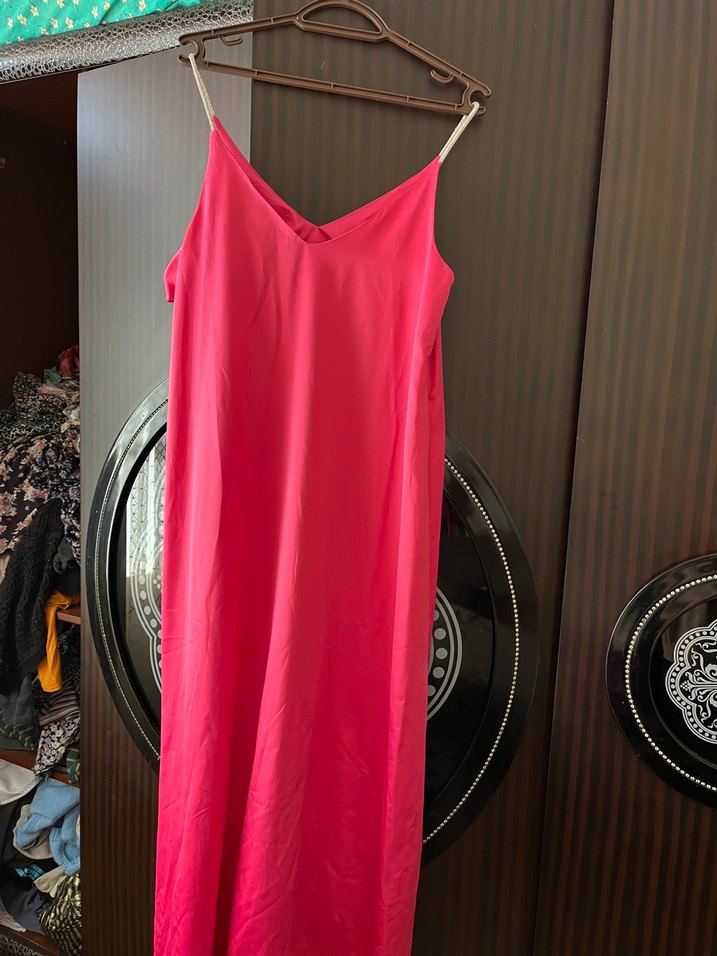 Pembe Salaş Uzun Elbise - Görsel 2