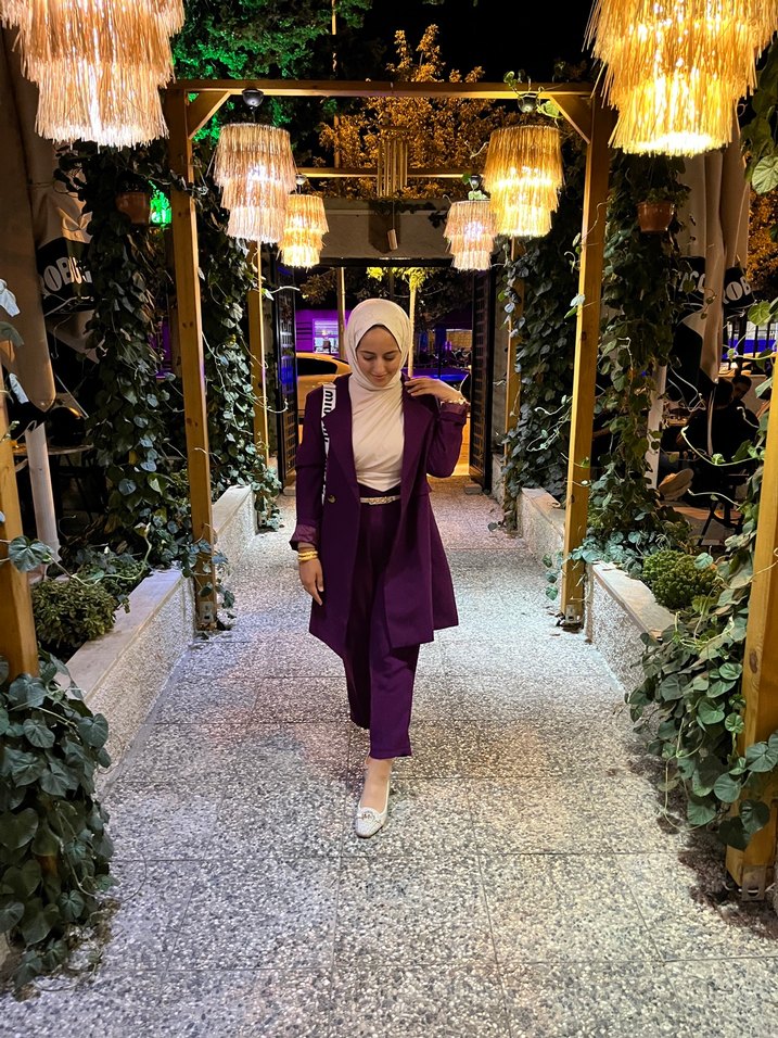 Uzun Mor Kadın Takım Elbise Melike tatarın - Görsel 2