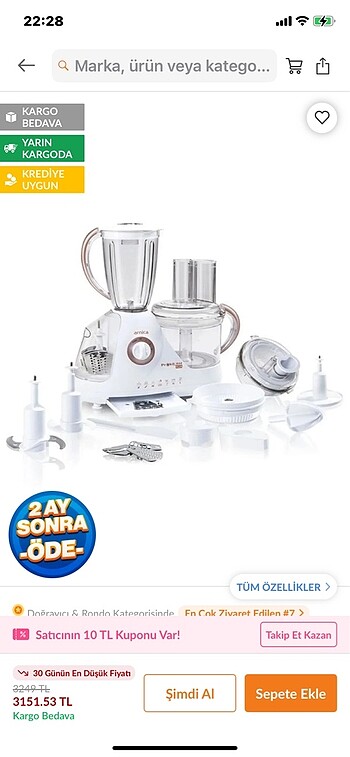 Arnica prokit 444 plus compac mutfak robotu