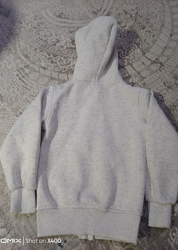 Kız Çocuk Beyaz Kapüşonlu Fermuarlı Ceket - Görsel 5