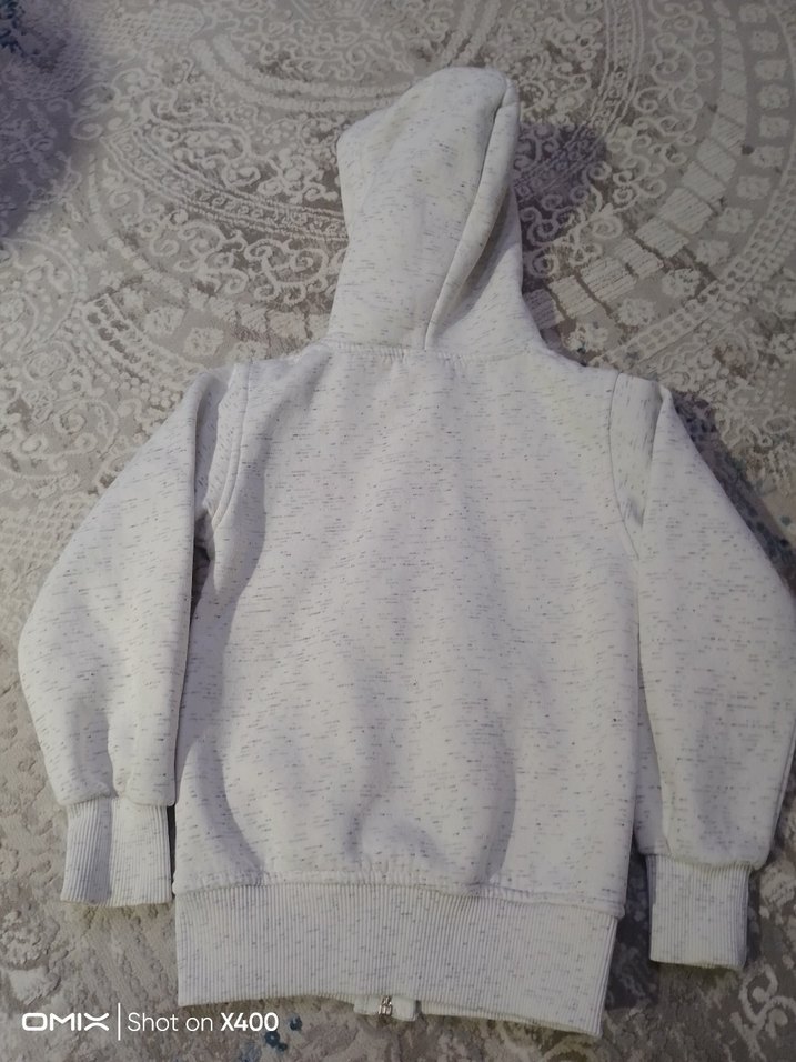 Kız Çocuk Beyaz Kapüşonlu Fermuarlı Ceket - Görsel 5