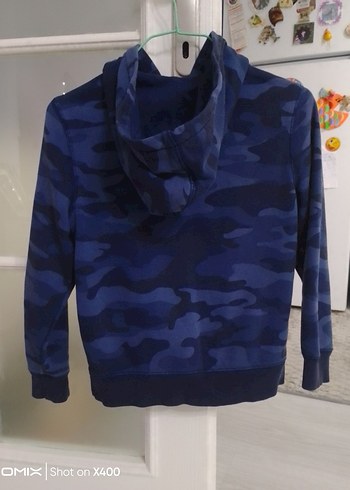 Erkek Çocuk Mavi Kamuflaj Fermuarlı Sweatshirt - Görsel 2