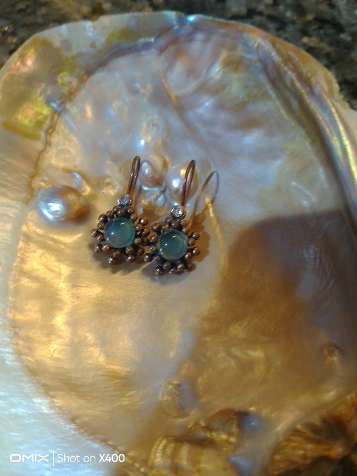 Aqua marin bakır Küpe - Görsel 2