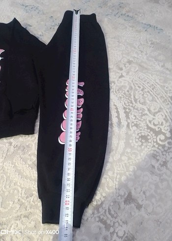 Kız Çocuk Siyah Pembe Baskılı Eşofman Takımı - Görsel 4