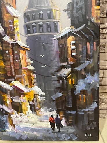 Beden çeşitli Renk ORJİNAL YAĞLI BOYA GALATA TABLO