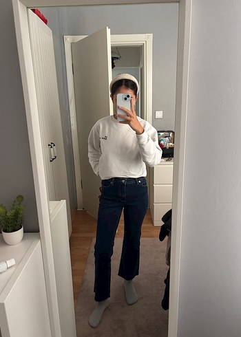 34 Beden mavi Renk Düğmeli MNG Sienna Kadın Denim Jean