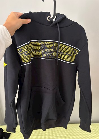 Diğer Fenerbahçe Baskılı Siyah Kapüşonlu Sweatshirt